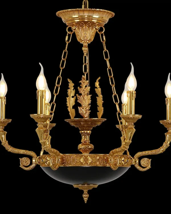 Château Empire Glass Chandelier, 28" in antique brass