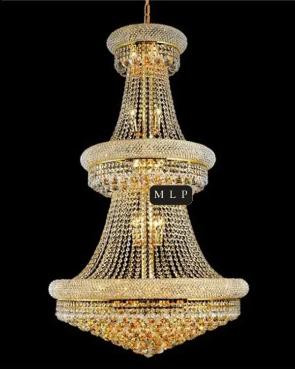 Château Three-Tier Empire Crystal 32-Light Chandelier, 30" in gold