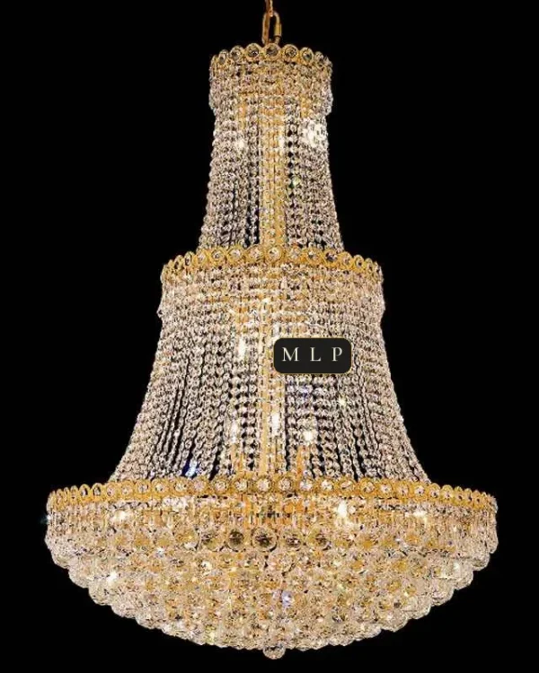 Château Empire Crystal 26-Light Chandelier II, 30" × 48" H in Gold in gold