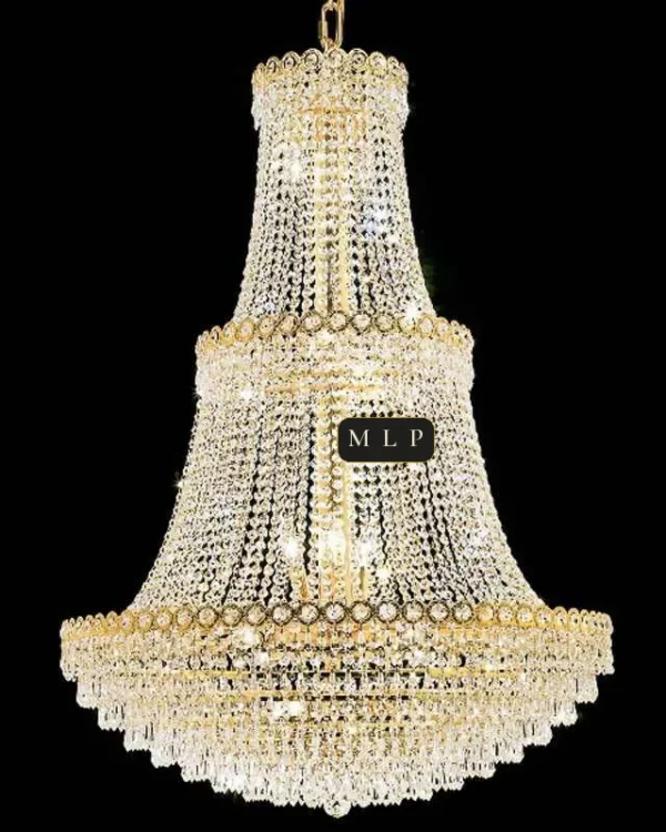 Château Empire Crystal 26-Light Chandelier, 30" × 48" H in Gold in gold