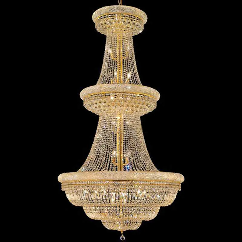 Château Three-Tier Empire Crystal 56-Light Chandelier, 42" in polished chrome