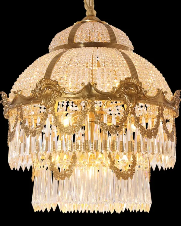 Colbert Empire Crystal 9-Light Chandelier, 26" in antique brass
