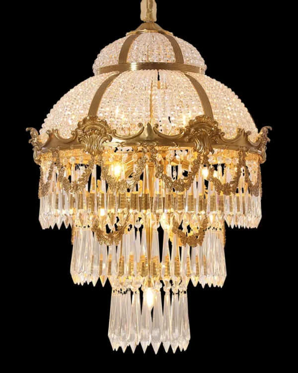 Colbert Empire Crystal 10-Light Chandelier, 26" in antique brass