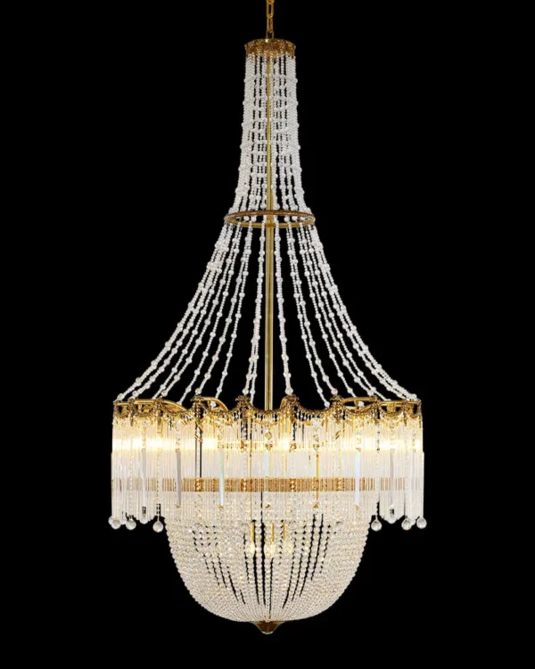 Colbert Empire Crystal Chandelier, 39" in antique brass