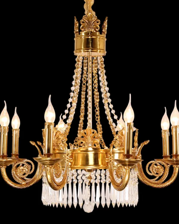 Concorde Empire Crystal Chandelier, 30" in antique brass