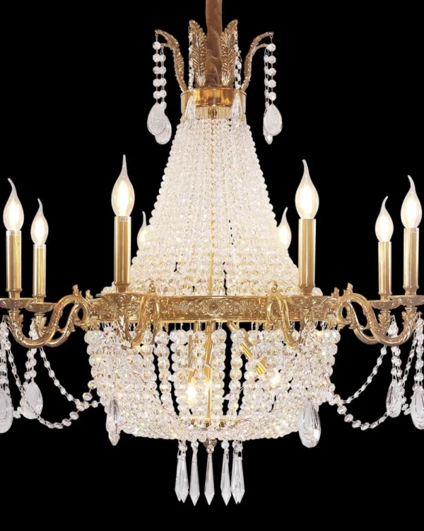 Concorde Empire Crystal Chandelier, 33" in antique brass