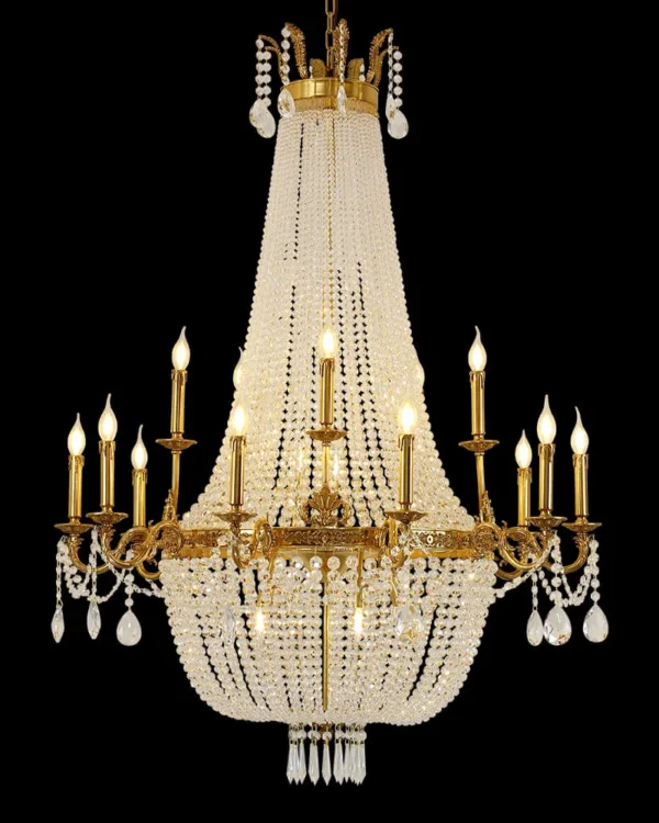 Concorde Empire Crystal Chandelier, 43" in antique brass