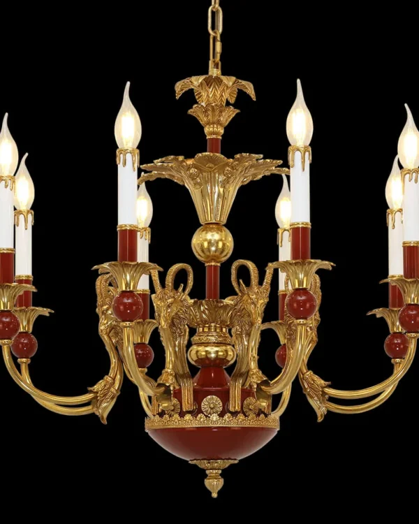 Duphot Empire Brass Chandelier, 30" in antique brass