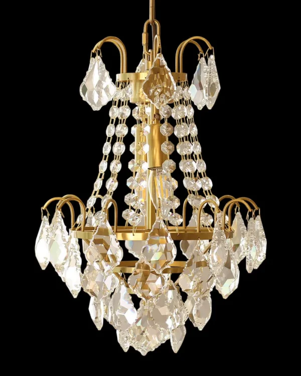 Eugénie Empire Crystal Chandelier, 12" in antique brass