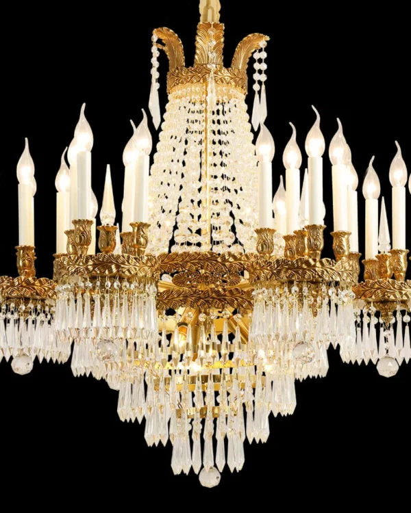 Impériale Empire Crystal 27-Light Chandelier, 35" × 33" H in antique brass