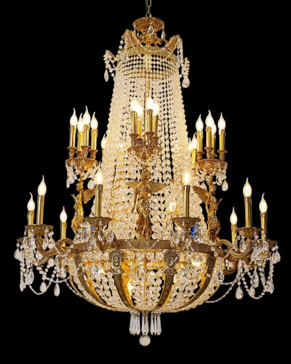 Impériale Empire Crystal Chandelier, 46" in antique brass