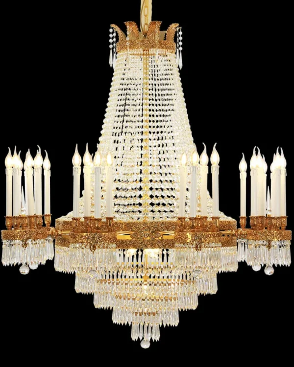 Impériale Empire Crystal Chandelier, 49" in antique brass