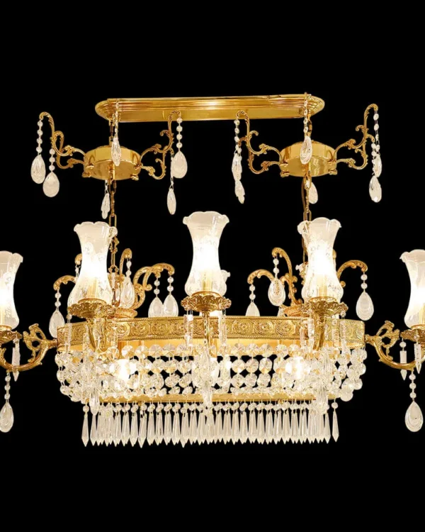 Invalides Empire Crystal Chandelier, 22" in antique brass