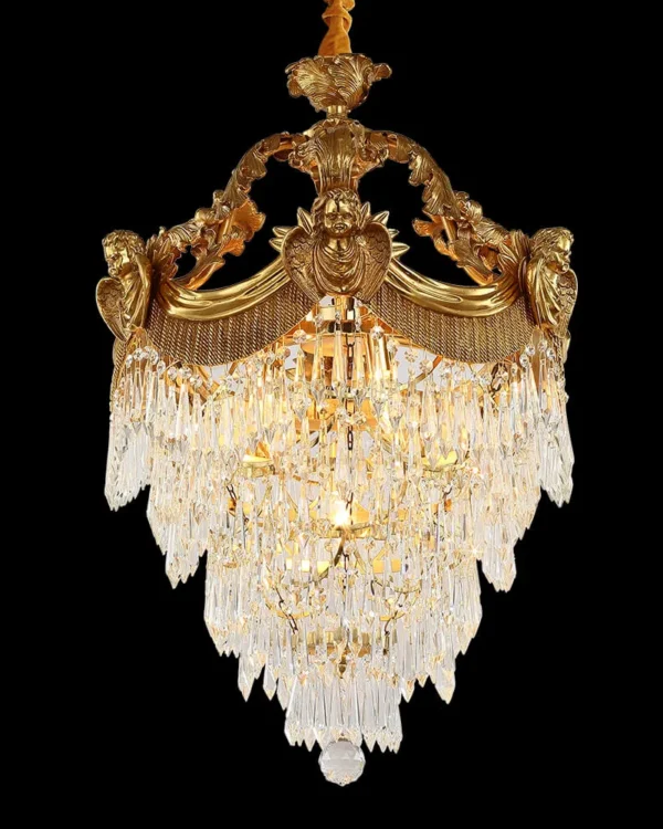 Joséphine Empire Crystal Chandelier, 24" in antique brass