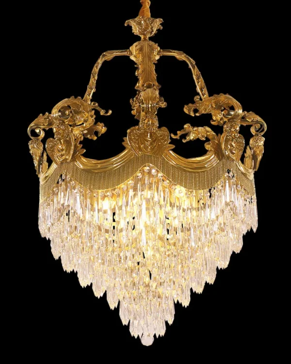 Joséphine Empire Crystal Chandelier, 31" in antique brass