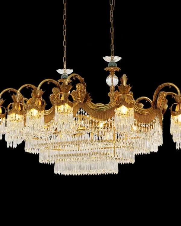 Joséphine Empire Crystal Chandelier, 43" in antique brass