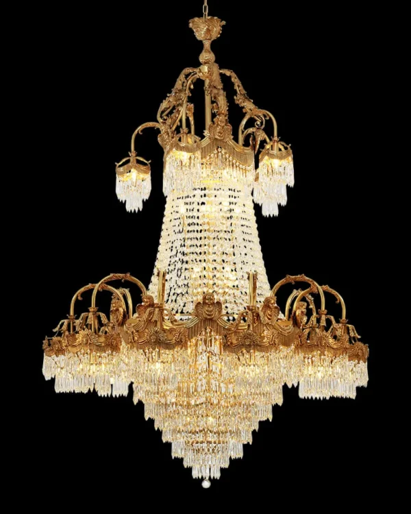 Joséphine Empire Crystal Chandelier, 59" in antique brass