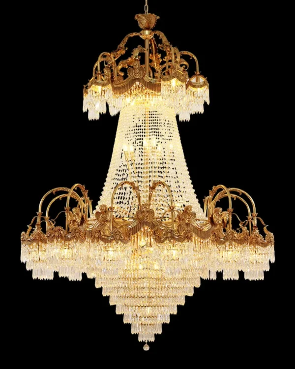 Joséphine Empire Crystal Chandelier, 71" in antique brass