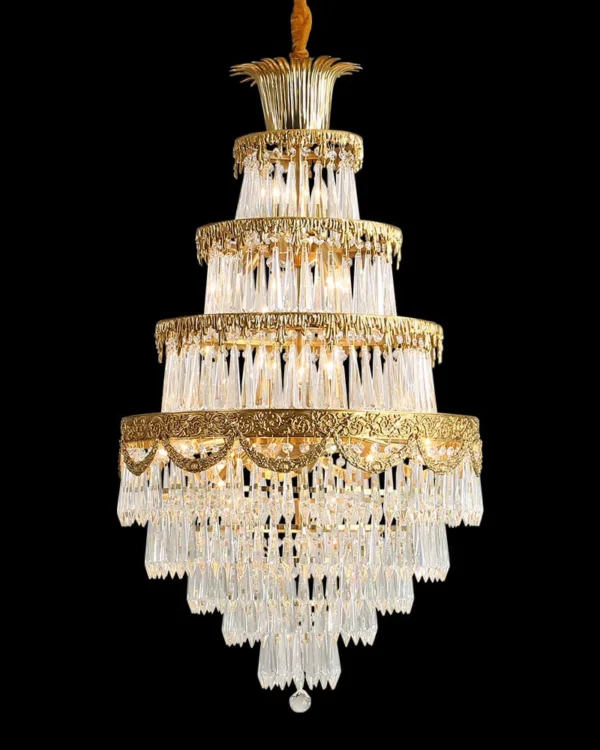 Madeleine Empire Crystal Chandelier, 28" in antique brass