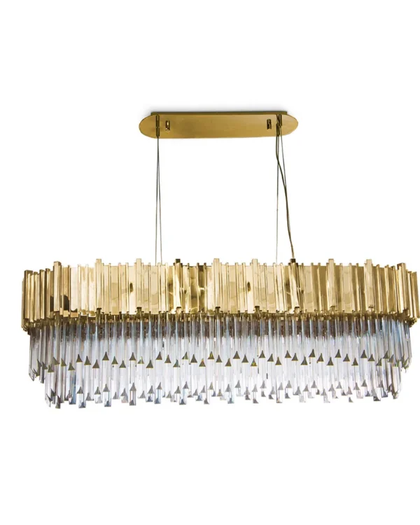 Marly Oval Empire Glass Chandelier, 20" in gold