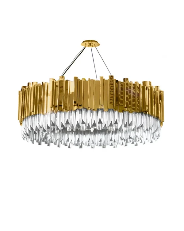 Marly Round Empire Glass Chandelier, 39" in gold