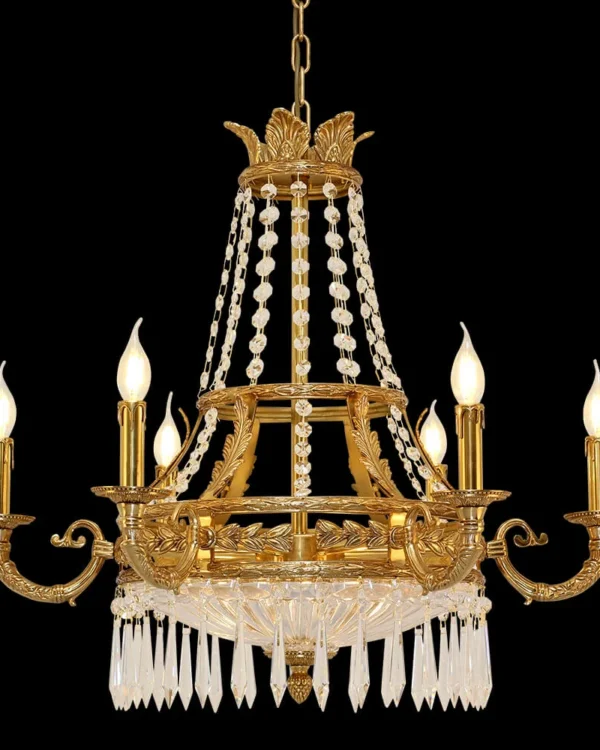 Mazarin Empire Crystal Chandelier, 32" in antique brass