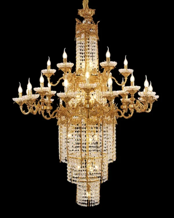 Mazarin Empire Crystal Chandelier, 52" in antique brass