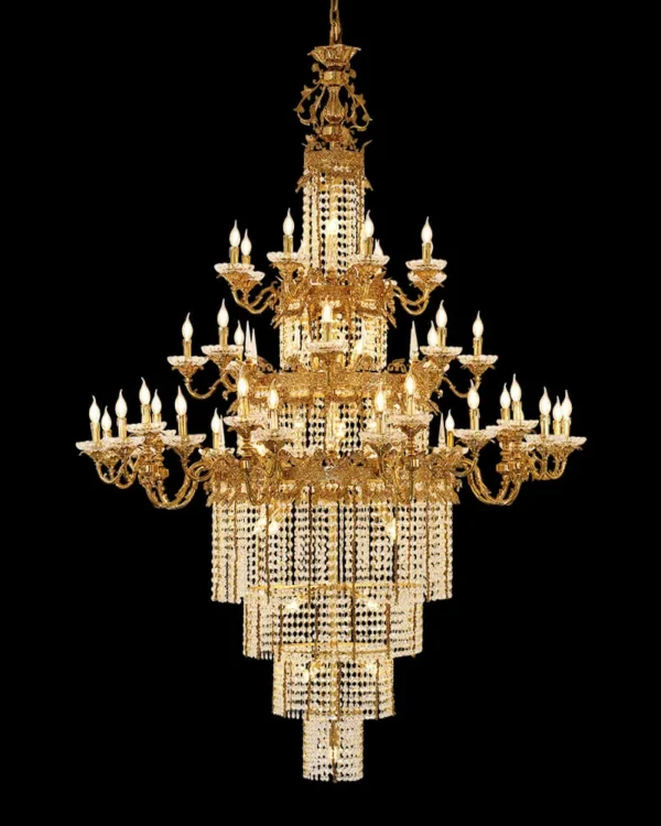 Mazarin Empire Crystal Chandelier, 71" in antique brass