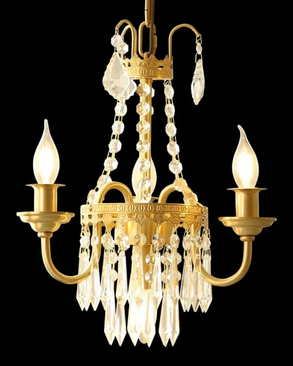 Mondovi Empire Crystal Chandelier, 15" in antique brass