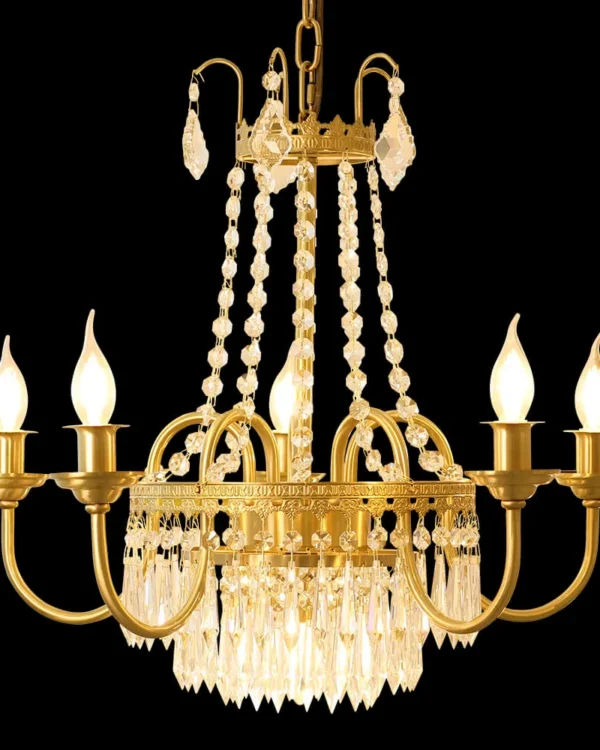 Mondovi Empire Crystal Chandelier, 25" in antique brass