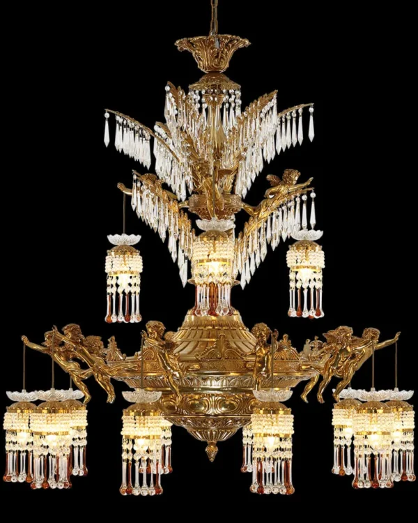 Mondovi Empire Crystal Chandelier, 46" in antique brass