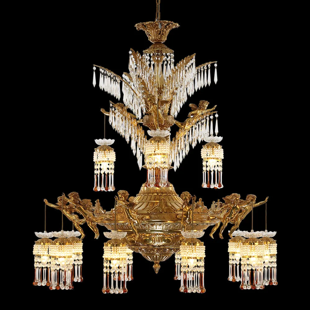 Mondovi Empire Crystal Chandelier, 46" in antique brass