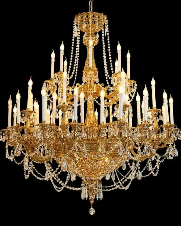 Napoléon Empire Crystal Chandelier, 59" in antique brass