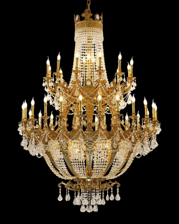 Napoléon Empire Crystal Chandelier, 61" in antique brass