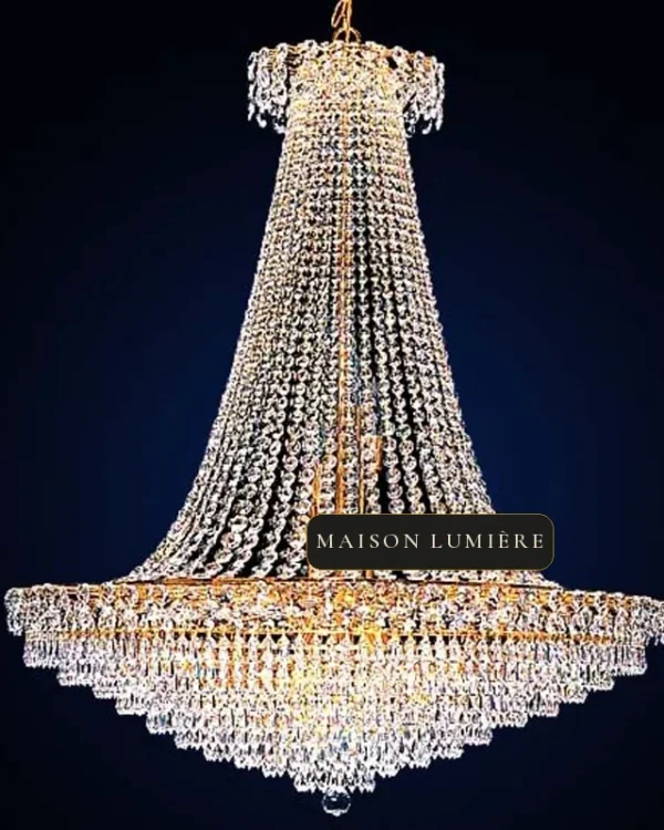 Rambouillet Basket Empire Crystal 18-Light Chandelier, 35" in gold