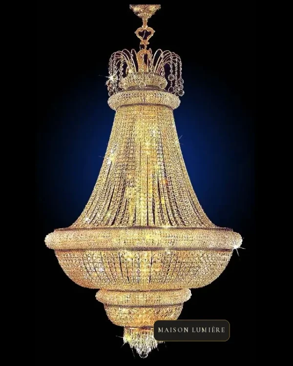 Rambouillet Basket Empire Crystal 28-Light Chandelier, 35" in gold