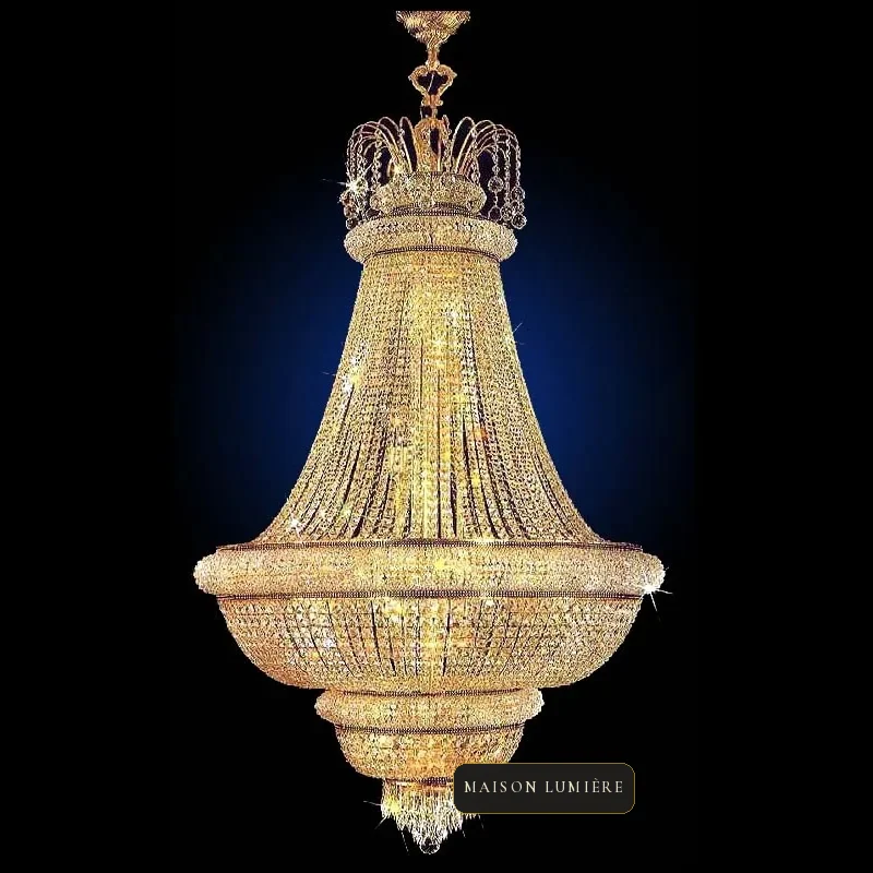 Rambouillet Basket Empire Crystal 28-Light Chandelier, 35" in gold