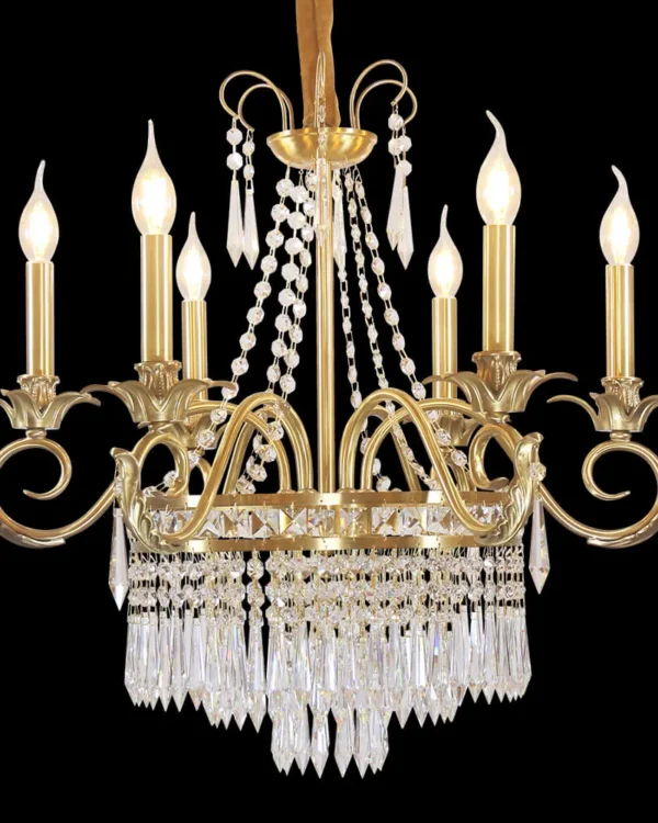 Richelieu Empire Crystal Chandelier, 26" in antique brass