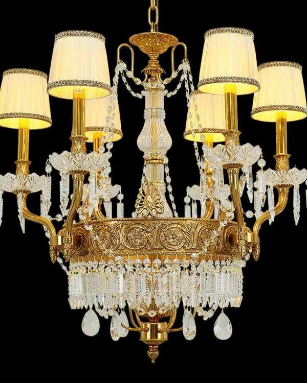 Richelieu Empire Crystal Chandelier, 30" in antique brass