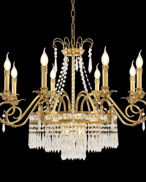 Richelieu Empire Crystal Chandelier, 33" in antique brass