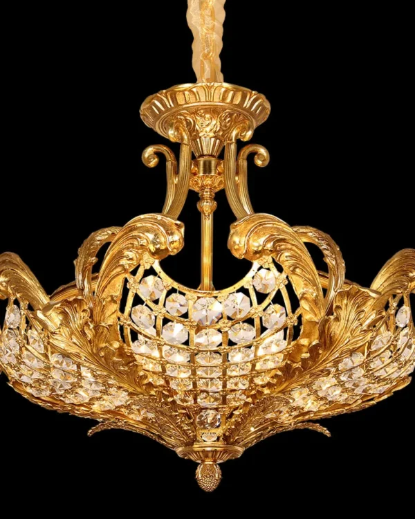 Royale Empire Crystal Chandelier, 26" in antique brass