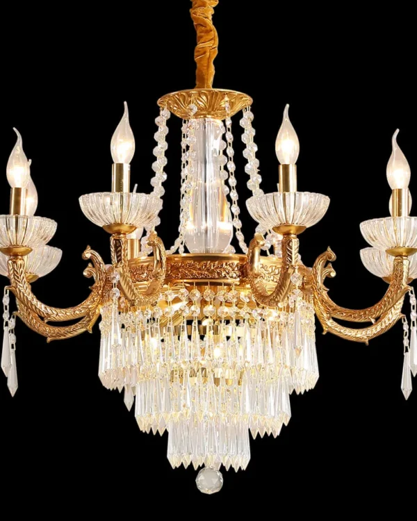 Royale Empire Crystal Chandelier, 30" in antique brass