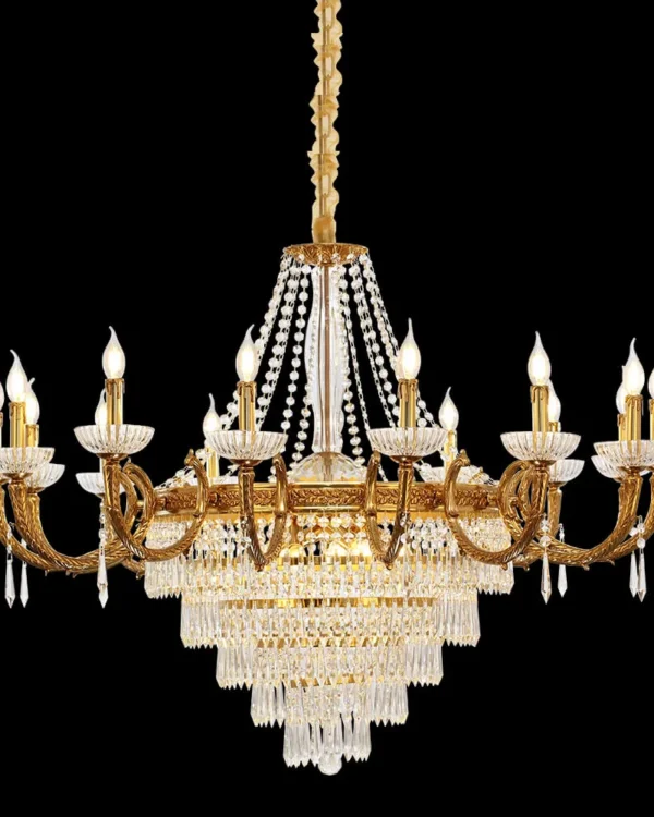 Royale Empire Crystal Chandelier, 47" in antique brass