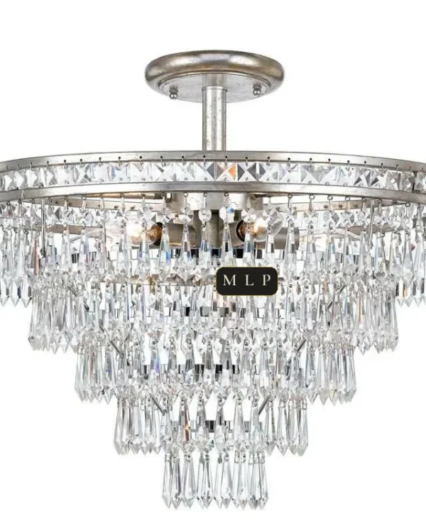 Saint-Cloud Empire Crystal 6-Light Chandelier, 20" × 20" H in Polished Chrome in polished chrome