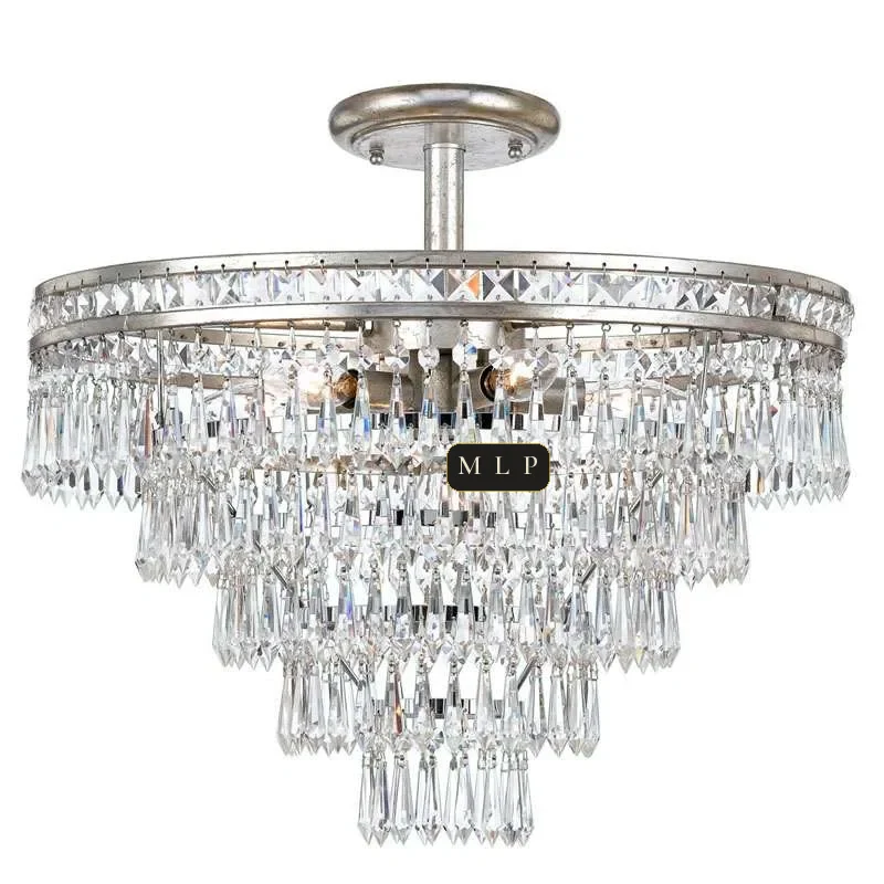 Saint-Cloud Empire Crystal 6-Light Chandelier, 20" × 20" H in Polished Chrome in polished chrome