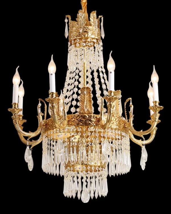 Soubise Empire Crystal Chandelier, 31" in antique brass