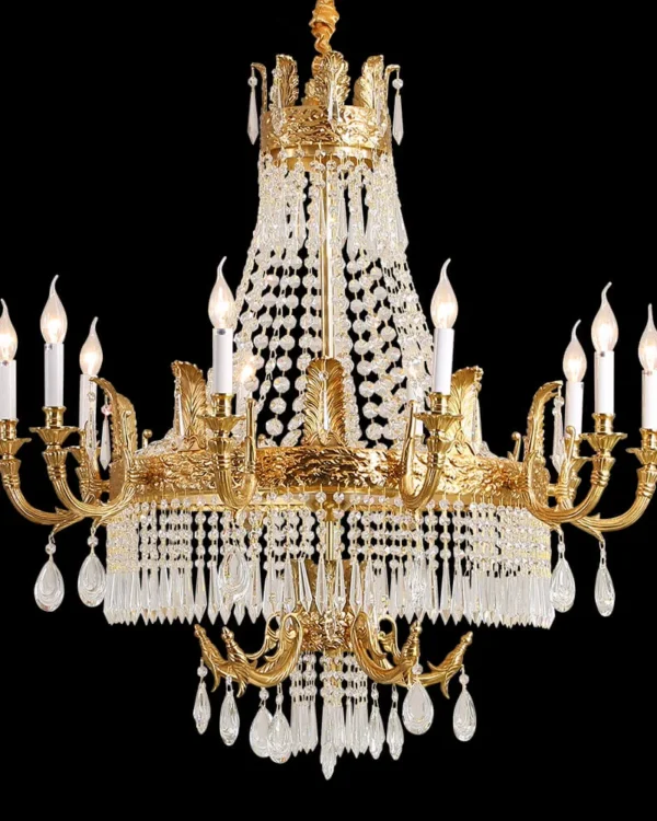Soubise Empire Crystal 10-Light Chandelier, 39" in antique brass