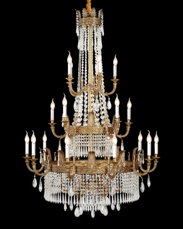 Soubise Empire Crystal Chandelier, 45" in antique brass