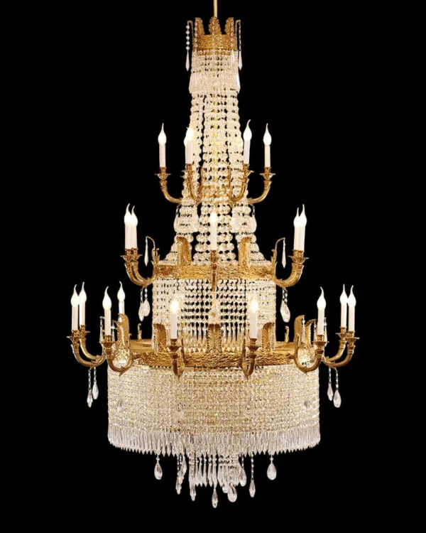 Soubise Empire Crystal Chandelier, 49" in antique brass