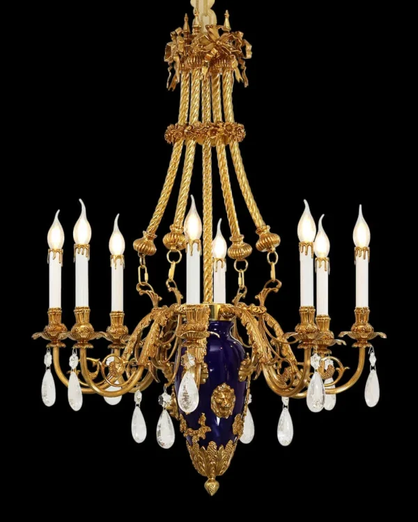 Sully Empire Crystal Chandelier, 30" in antique brass